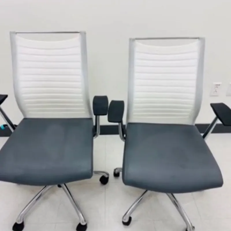 dual-tone office chairs after full upholstery cleaning
