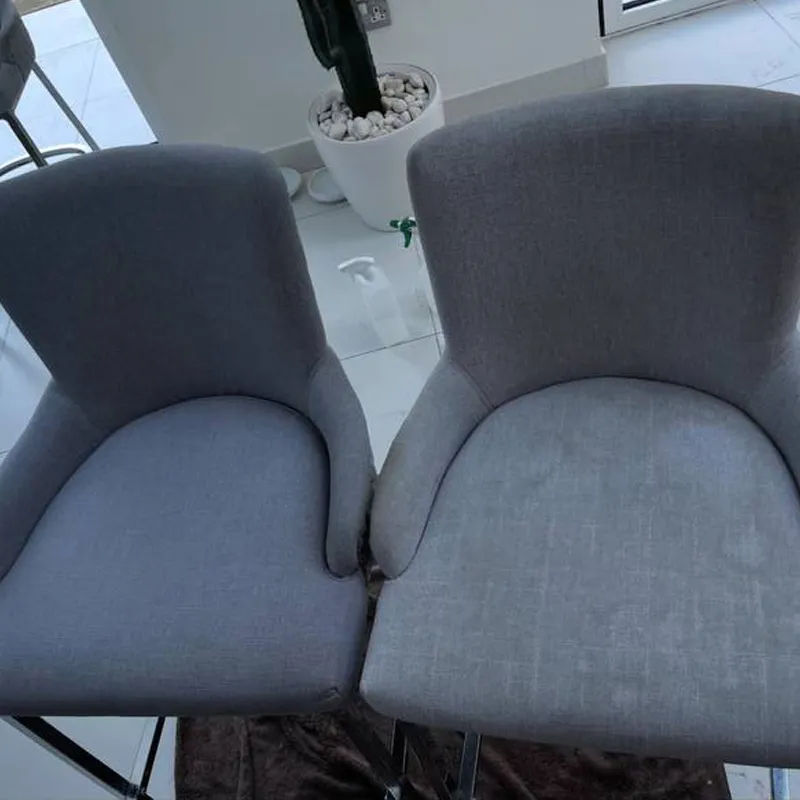 gray chairs before and after professional steam cleaning